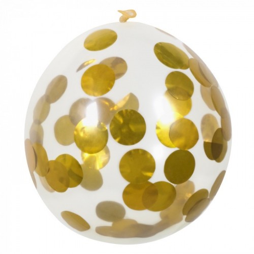   5 GLOBOS LATEX CONFETI ORO 30CM