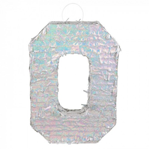 -PIÑATA PALO FORMA NUMERO 0 PLATA
