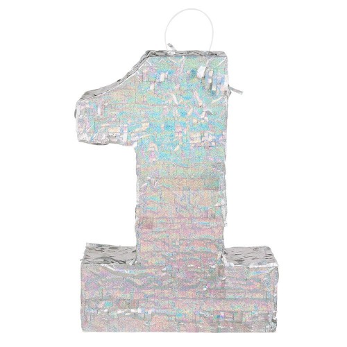 -PIÑATA PALO FORMA NUMERO 1 PLATA