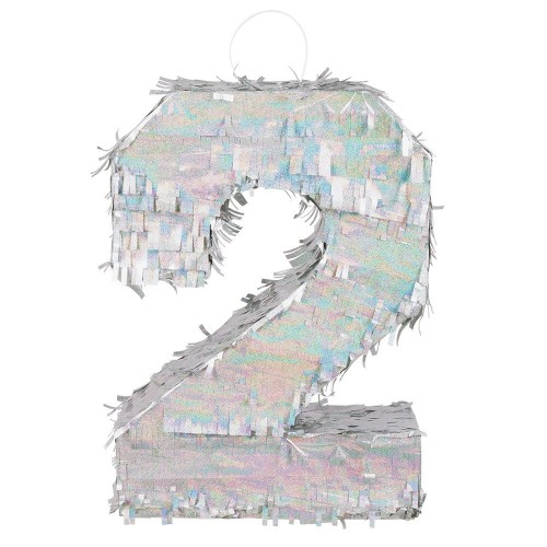-PIÑATA PALO FORMA NUMERO 2 PLATA