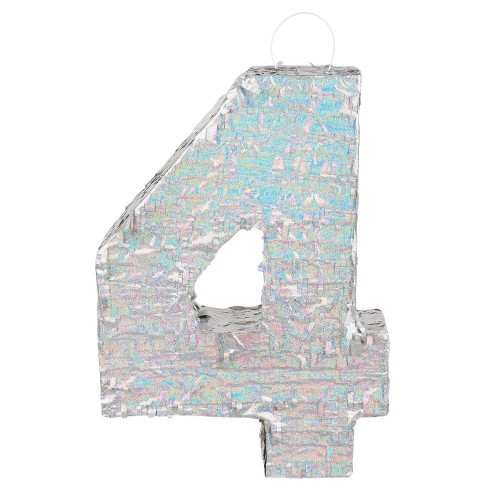 -PIÑATA PALO FORMA NUMERO 4 PLATA