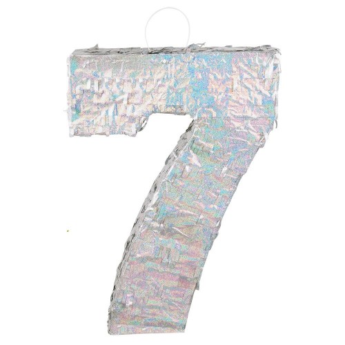 -PIÑATA PALO FORMA NUMERO 7 PLATA