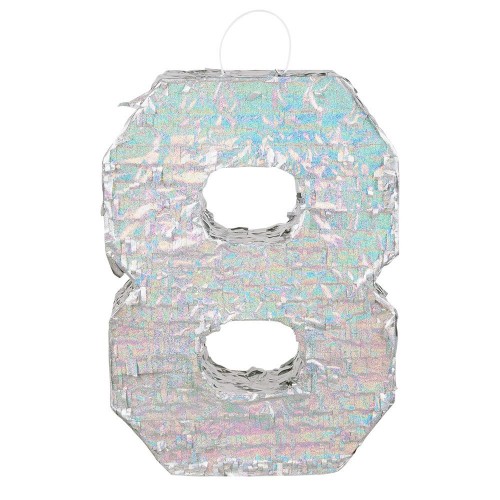 -PIÑATA PALO FORMA NUMERO 8 PLATA