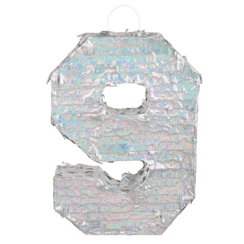 -PIÑATA PALO FORMA NUMERO 9 PLATA