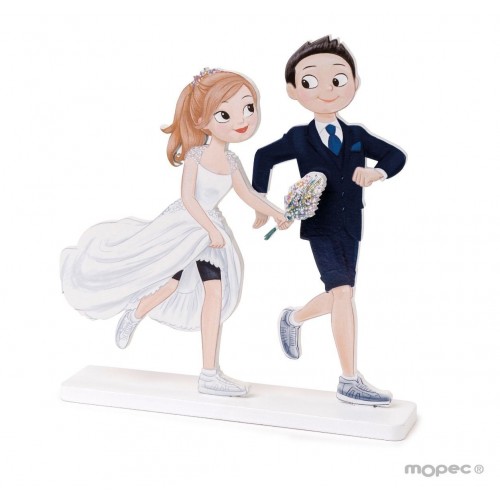 FIGURA MADERA NOVIOS RUNNING 17CM