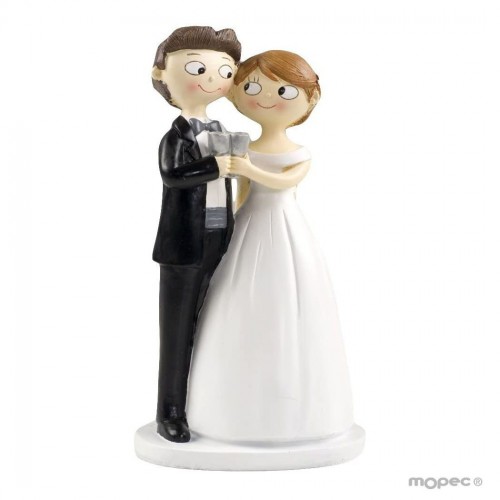 FIGURA PASTEL NOVIOS BRINDIS 21CM