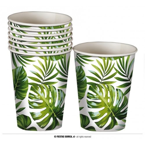   6 VASOS CARTON HOJAS VERDE 240ML