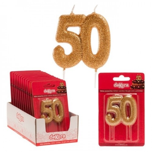 $ D  VELA 50 ANIVERSARIO GLITTER ORO