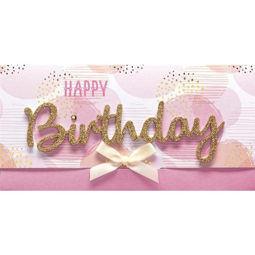 TARJETON SOBRE BIRTHDAY ROSA 