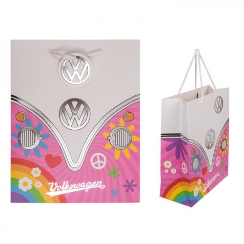 BOLSA REGALO BUS FLORAL ROSA 33X26CM