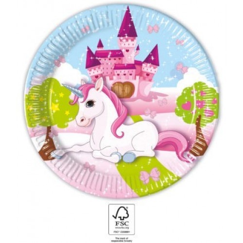  8 PLATOS UNICORNIO 23CM