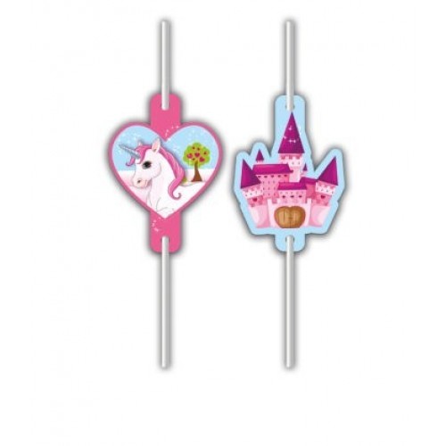   4 PAJITAS PAPEL UNICORNIO 22CM