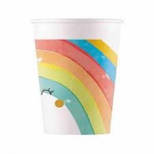   8 VASOS CARTON ARCOIRIS 220ML