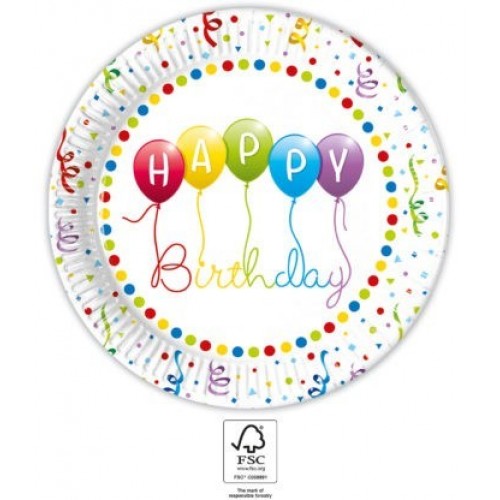   8 PLATOS BIRTHDAY SERPENTINA 23CM