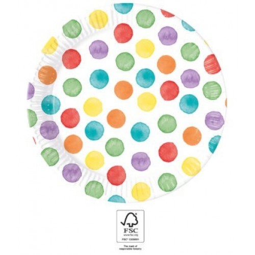   8 PLATOS CARTON MULTICOLOR 23CM