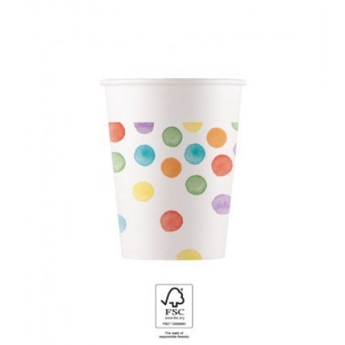   8 VASOS CARTON TOPOS MULTICO 200ML