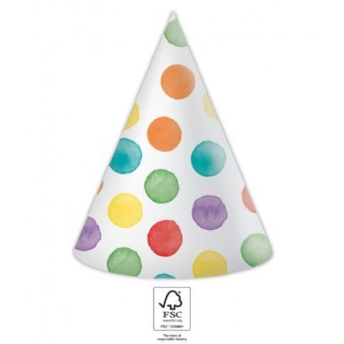   6 SOMBREROS CONO TOPOS MULTICOLOR