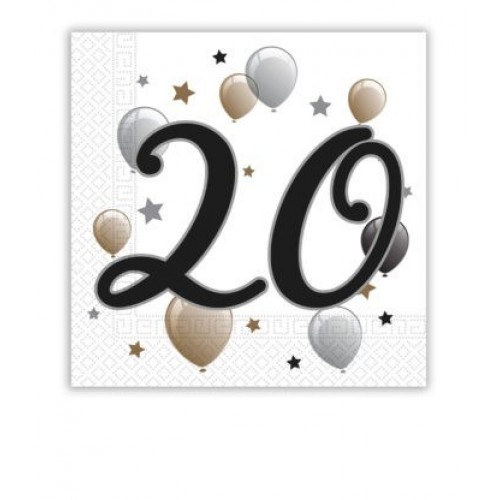   20 SERVILLETAS N20 BDAY GLOBOS