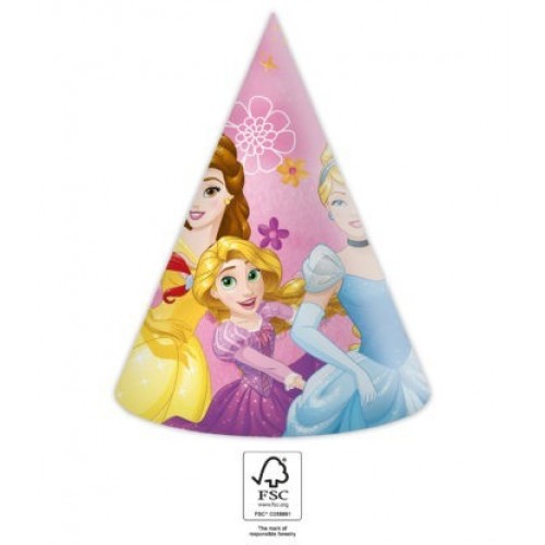   6 SOMBREROS CONO PRINCESAS