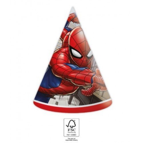   6 SOMBREROS CONO SPIDERMAN
