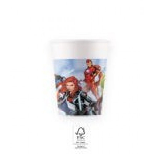 =  8 VASOS CARTON VENGADORES 200ML