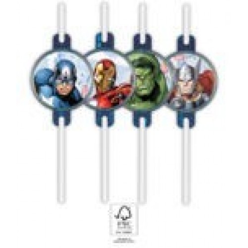   4 PAJITAS PAPEL VENGADORES 22CM