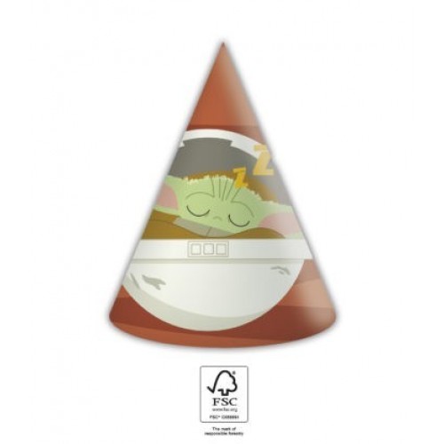   6 SOMBREROS CONO BABY YODA