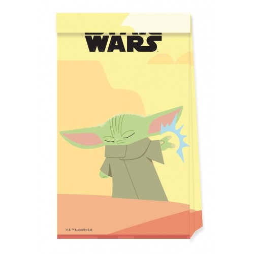   4 BOLSAS PAPEL BABY YODA 13X24CM