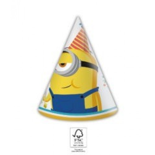   6 SOMBREROS CONO MINIONS