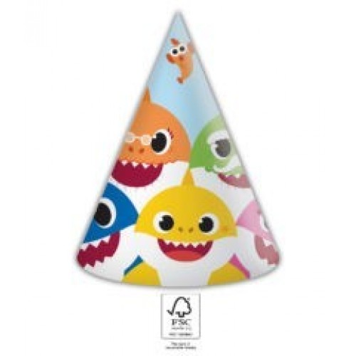   6 SOMBREROS CONO BABY SHARK