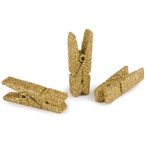   12 MINI PINZAS GLITER ORO 3,5CM