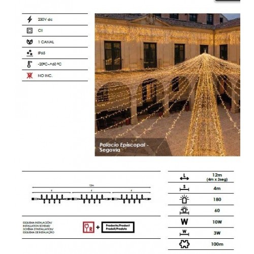 "STRING PLUS 12MTS 180LED BLANCO CALIDO