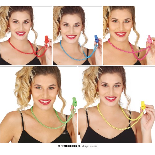 4 COLLARES CON PITO NEON SURTIDOS
