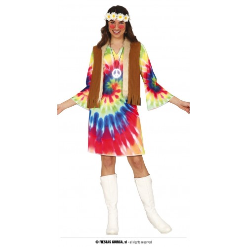  DISFRAZ T-S VESTIDO CHALECO HIPPIE