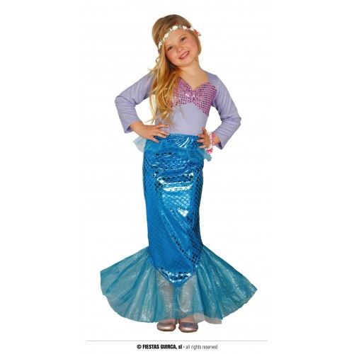 DISFRAZ 7A9AÑOS NIÑA SIRENA COLA AZUL