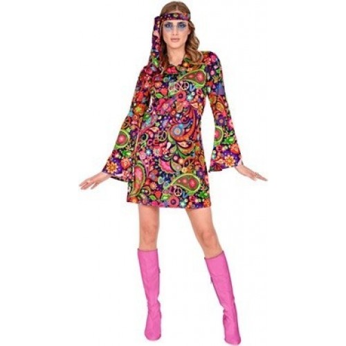 DISFRAZ T-S ADULTO VESTIDO HIPPIE CASHI