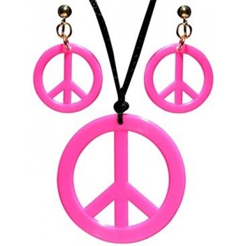   SET HIPPIE COLLAR PEND ROSA NEON