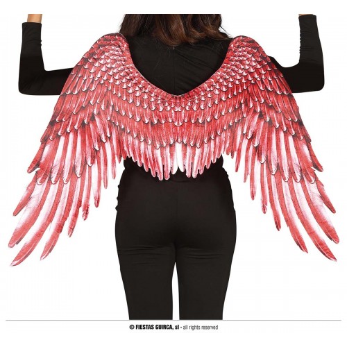 ALAS TELA ROJAS PLUMAS 100X70CM