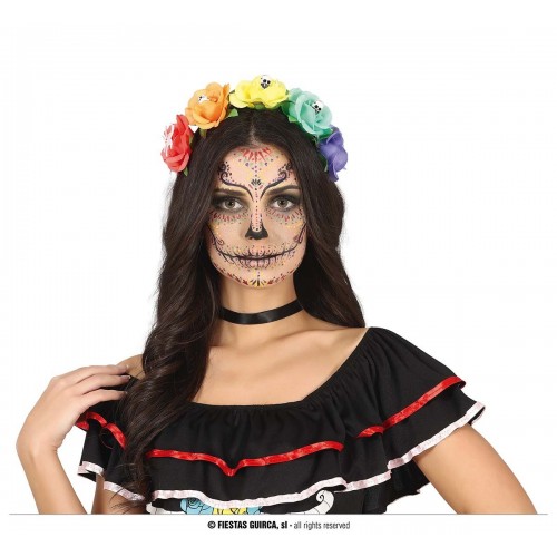 $D  DIADEMA FLORES MULTICOLOR CALAVERA