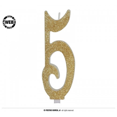   VELA GLITTER ORO N5 12,5CM