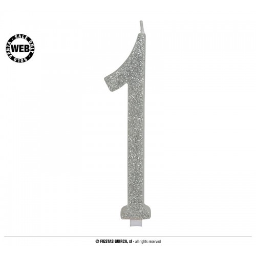 VELA GLITTER PLATA N1 12,5CM