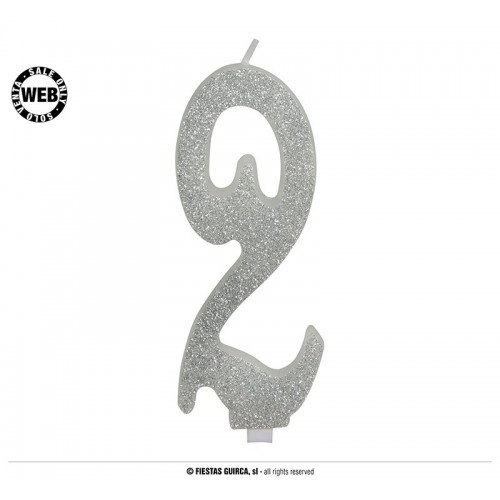 VELA GLITTER PLATA N2 12,5CM
