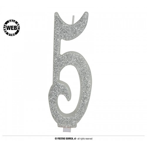 VELA GLITTER PLATA N5 12,5CM