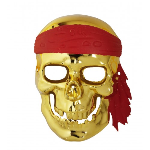   MASCARA CALAVERA METAL ORO PIRATA