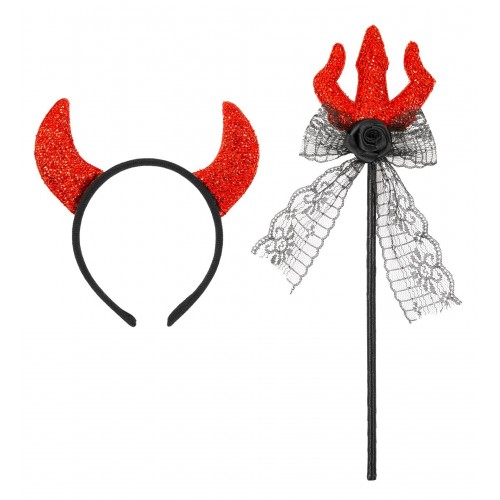 SET DIADEMA TRIDENTE DIABLO