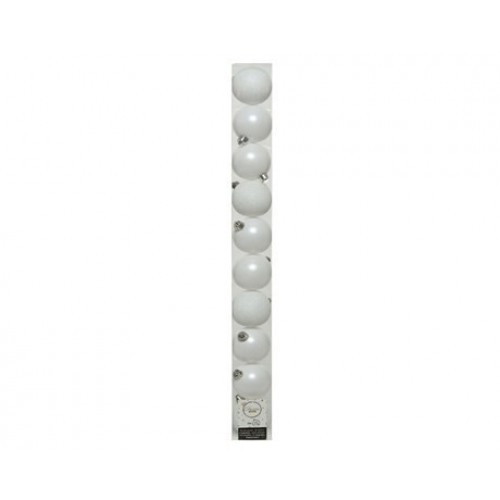 10 BOLAS BLANCA GLIT/MATE/MET 60MM