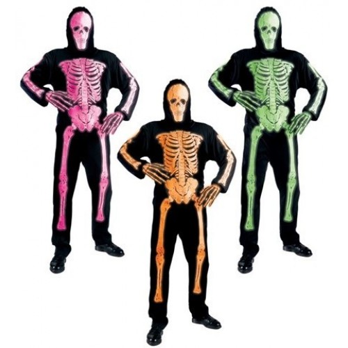 DISFRAZ T-S ESQUELETO NEON COL.SURT