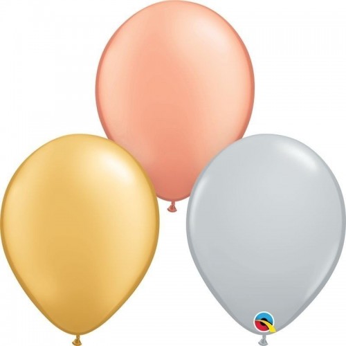 100 GLOBOS 11" LATEX TRI-COLOR METAL