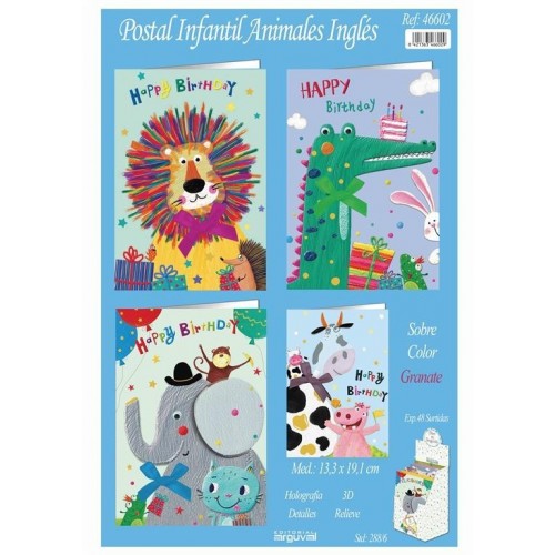 TARJETA INFANTIL ANIMALES OJITOS  