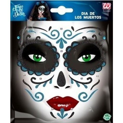 ADHESIVO FACIAL DIA DE LOS MUERTOS AZUL